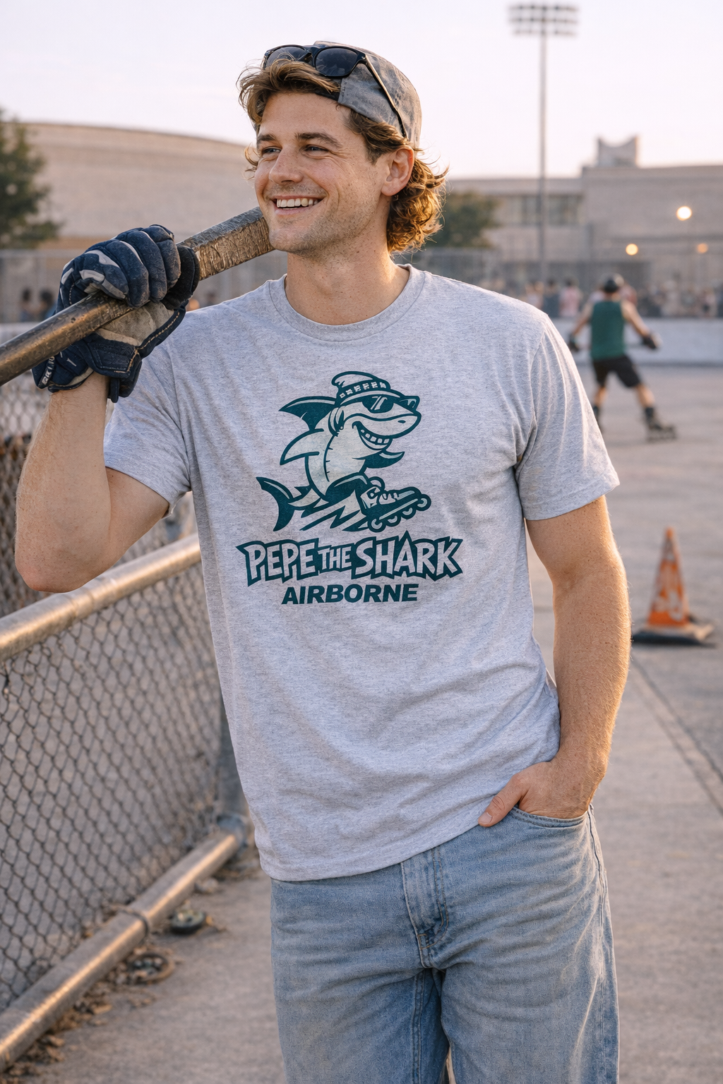 Pepe the Shark Airborne Tee Front - Image 2